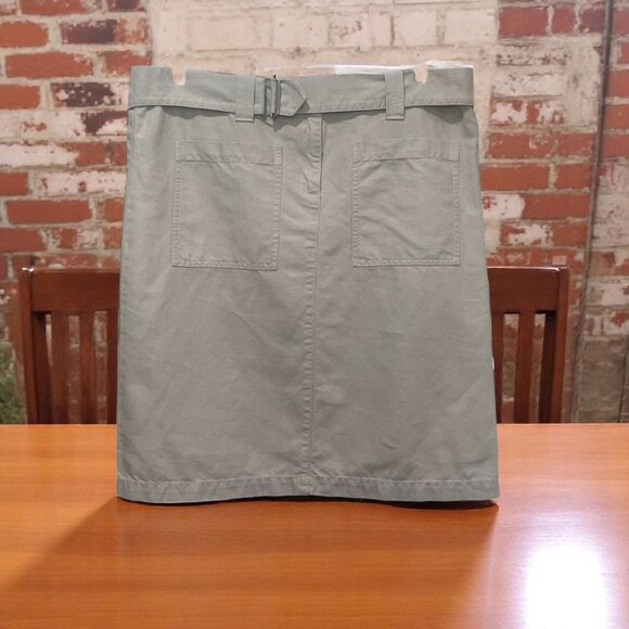 Calvin Klein Jeans Belted Skirt Linen Blend Khaki Utility Pockets Size 8 - Picture 1 of 10
